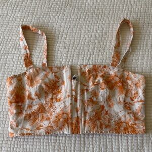 Orange Floral Women's Crop Top